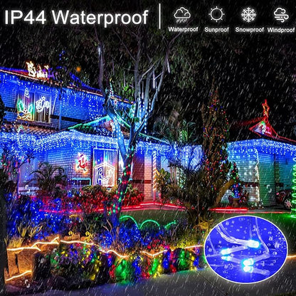 66FT Icicle Lights for Outside 640 LED Blue Christmas Lights Outdoor | Conenectable Icicle Christmas Lights Plug in 8 Modes Waterproof for Outside Indoor Holiday Pavilion Balcony House Decorations