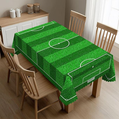 Soccer Field Rectangular Tablecloth, Football Green Field Table Cloth Washable Tablecloths Decorative Table Cover for Kitchen, Dining, or Parties 54x72 Inches