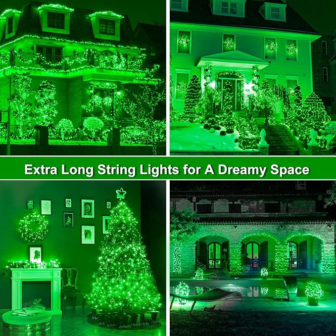 164Ft 500 LED Green St. Patrick's Day Lights, Waterproof 8 Twinkle with Memory Functions Green String Lights for Indoor Outdoor Tree Garden St. Patrick's Day Decoration