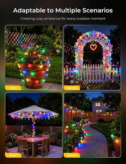 Brightown 50 LED Flower Solar String Lights Outdoor Waterproof, Multicolor Solar Powered Fairy Lights with 8 Lighting Modes for Garden Fence Yard Patio Christmas Tree Party Wedding Decor