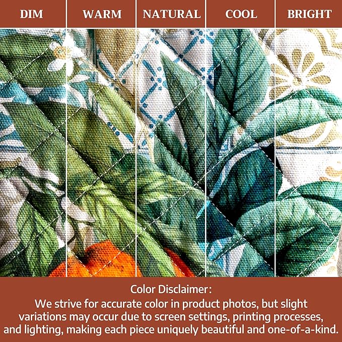 Maison d'Hermine Oven Gloves 100% Cotton Oven Mitt 7" x 13" with Loop Heat Resistant BBQ Cooking Gloves Baking Grilling Kitchen Hotel Home Farmhouse Spring Summer (Pack of 1, Agrume)