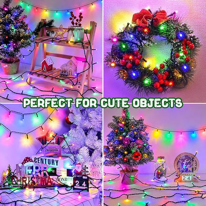 Christmas Lights Indoor Battery Operated String Lights Total 100LED 33Ft with Timer 8 Modes 16.4Ft*2 Waterproof Outdoor Indoor for Christmas Decor, Multicolor, 2-Pack
