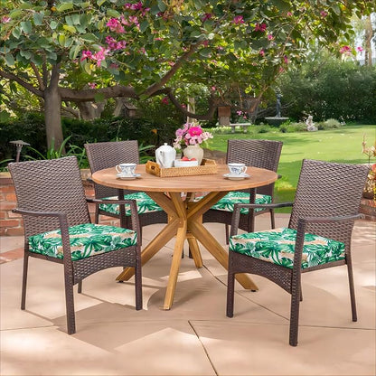 HARBOREST Outdoor Chair Cushions Set of 4, Water Resistant Patio Chair Cushions with Ties, Square Corner Outdoor Seat Cushions for Patio Furniture, 18.5"x16"x3", Frond