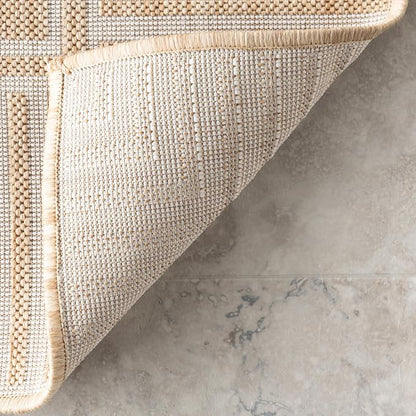 nuLOOM Asha Tan Bordered Power Loomed Indoor/Outdoor Area Rug, 10' x 14'