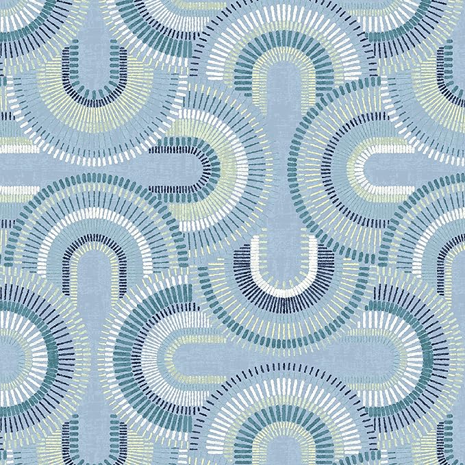 Arden 4-Pack Outdoor Patio Dining Chair Cushion, 20x44, Rain-Proof Seat Pad, Fade-Resistant Outdoor Cushion Coastal Blue Geometric