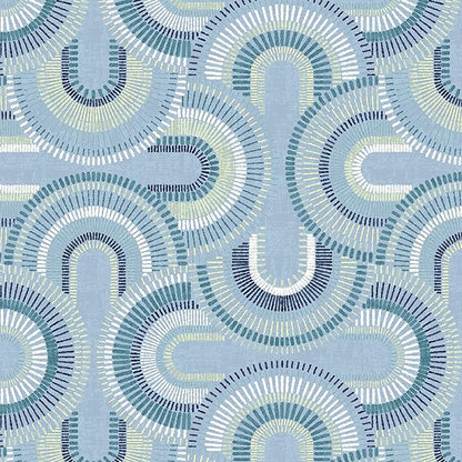 Arden 2-Pack Outdoor Patio Dining Chair Cushion, 20x44, Rain-Proof Seat Pad, Fade-Resistant Outdoor Cushion Coastal Blue Geometric