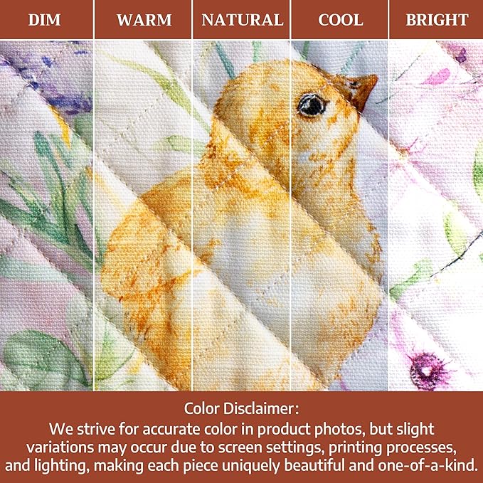 Maison d'Hermine Oven Gloves 100% Cotton Oven Mitt 7" x 13" with Loop Heat Resistant BBQ Cooking Gloves Baking Grilling Kitchen Hotel Home Farmhouse Spring Summer (Pack of 1, Easter Zest)