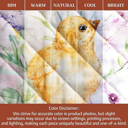 Maison d'Hermine Oven Gloves 100% Cotton Oven Mitt 7" x 13" with Loop Heat Resistant BBQ Cooking Gloves Baking Grilling Kitchen Hotel Home Farmhouse Spring Summer (Pack of 1, Easter Zest)