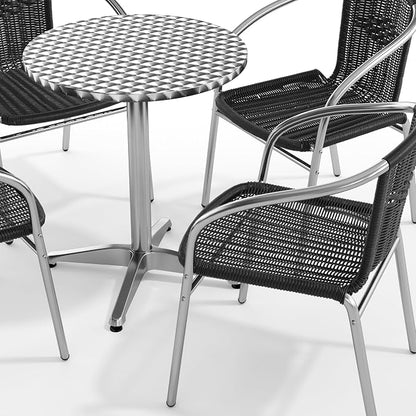 Flash Furniture Lila 23.5'' Round Aluminum Indoor-Outdoor Table Set with 4 Black Rattan Chairs | Indoor/Outdoor Use, Black Rattan Chairs