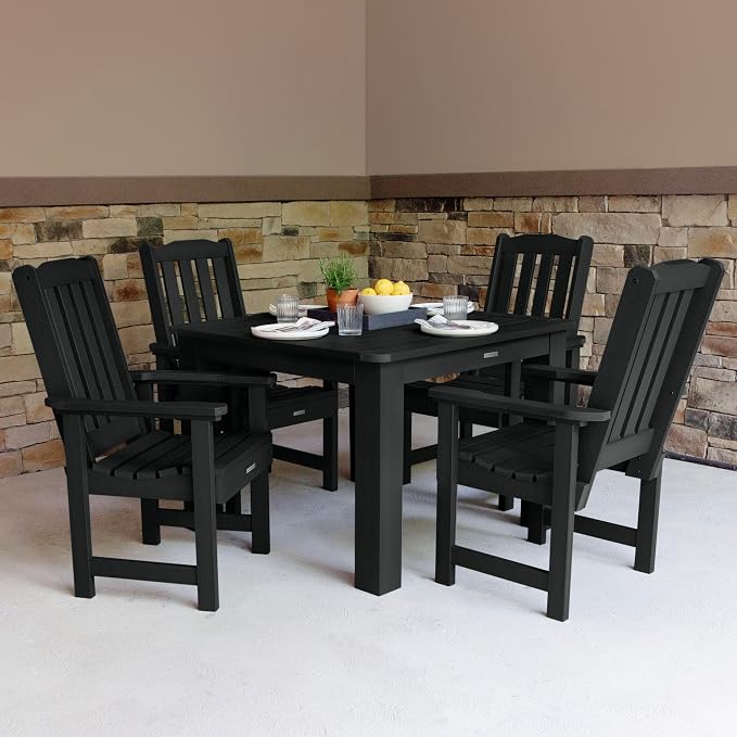 highwood Lehigh 5-Piece Square Dining Set, 42-Inch, Height, Black