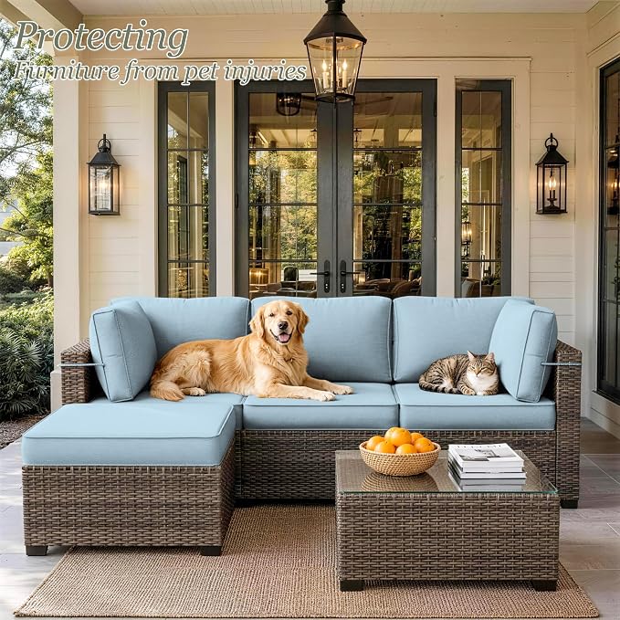 9 Pcs Outdoor Patio Cushions Covers Replacement Sets, Covers Only | 9 Pcs Patio Cushions Covers Replacement UV Resistant, Water Anti-Slip, Heavy-Duty Zippers for 5 Pcs Patio Furniture Set