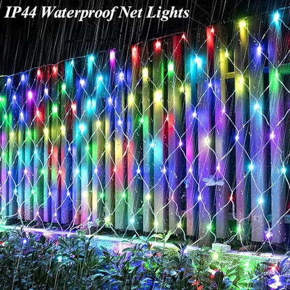 Lovelite 240 LED Net Lights, Color Changing Halloween Net Lights Outdoor Clear Wire, 14.8ft x 5ft Connectable Purple Orange Mesh Lights for Bushes Christmas Halloween Holiday Wedding Party Decor