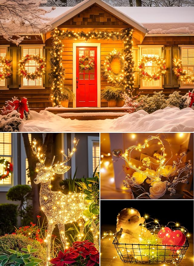 Minetom Fairy Lights Battery Operated with Remote, 66FT 200LED String Light | Waterproof Starry Twinkle Lights for Christmas Home Bedroom Wedding DIY Party Indoor Outdoor Decor