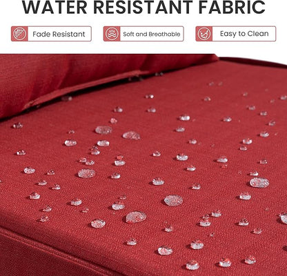 Crestlive Products Foldable Outdoor Chaise Lounge Cushions with Head Pillow and Side Pockets, Water Resistant & Fade Resistant Lounge Chair Cushion, 72''L x 21''W, Set of 2, Chili