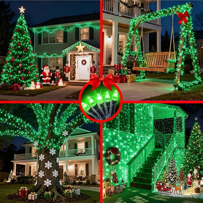 1500 LED 470FT Christmas String Lights Outdoor, 12 Pro Modes with Timer | with Memory & Brightness, Plug in Waterproof Dark Green Wire Twinkle Light for Xmas Yard Tree Wedding Party Decor (Green)