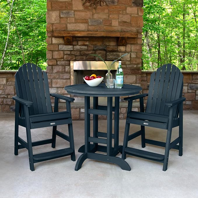 highwood AD-CNA36-FBE Hamilton 3 Piece Round Counter Height Dining Set, Federal Blue