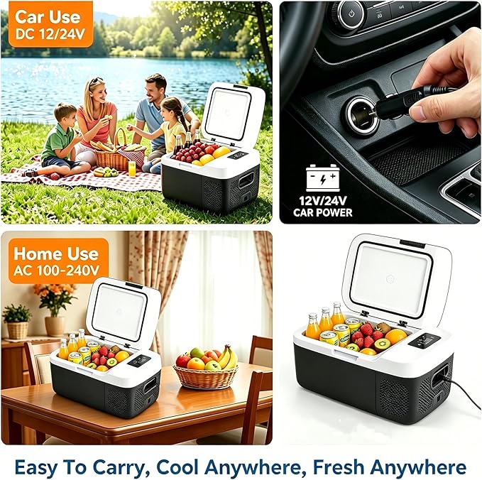 Simple Deluxe 12 Volt Refrigerator, 17QT Single Zone Electric Cooler, Car Fridge -4℉-68℉, Portable Refrigerator 12/24V DC 100-240V AC, Portable Freezer for Travel RV Camping Boat Home