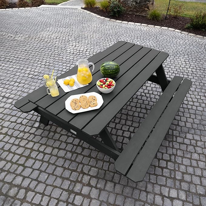 Highwood Hometown Picnic Table, 6 Foot, Black