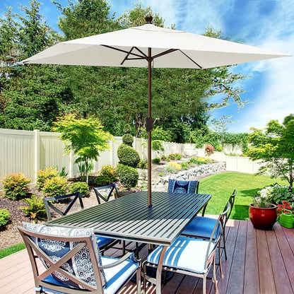 EliteShade USA 10-Year-Non-Fading 6.5x10Ft Rectangular Market Patio Umbrella, UPF 50+ UV Protection Performance Sun Umbrella, Heavy Duty Commercial Grade Outdoor Table Umbrella with Crank, Windproof Vented Top for Garden, Pool, Deck and Outdoor Playset...