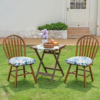 HARBOREST Outdoor Chair Cushions Set of 2, Water Resistant Patio Chair Cushions with Ties, Outdoor Seat Cushions for Patio Furniture, 17"x16"x2", Blue Butterfly