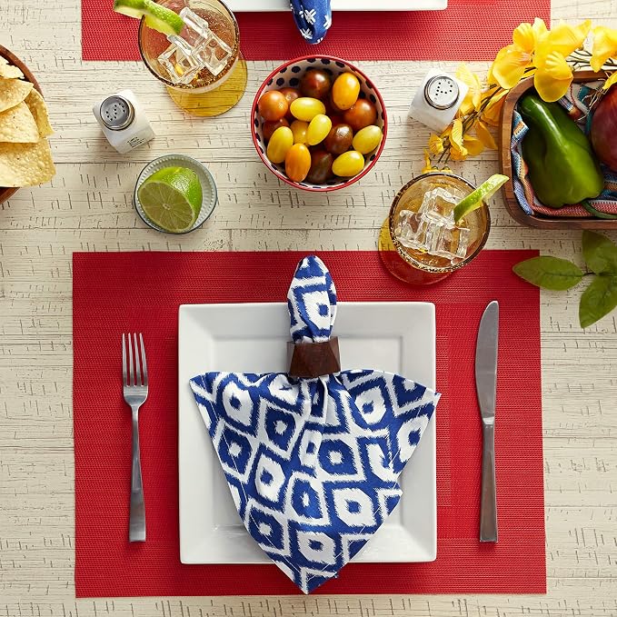 DII PVC Tabletop Collection Woven Indoor/Outdoor, Placemat Set, 13x17.25, Tango Red, 6 Piece (Pack of 12)
