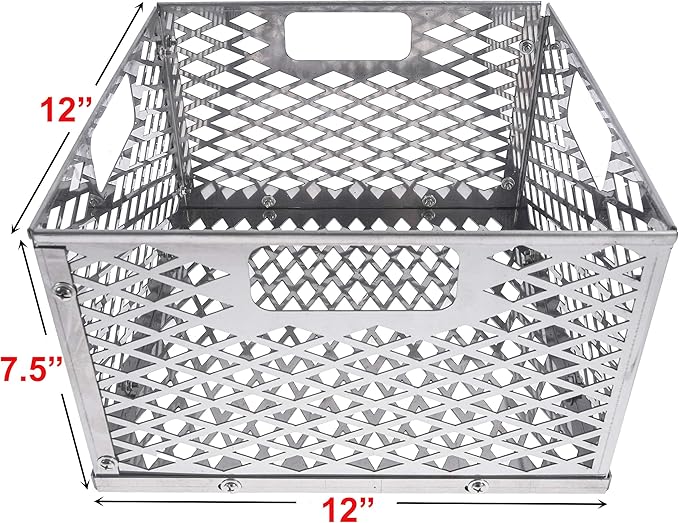 Charcoal Firebox Basket for Oklahoma Joe's Highland Bandera Longhorn. Fits Most Offset Smoker Grill, Stainless Steel, 12 x 12 x 7.5 Inches