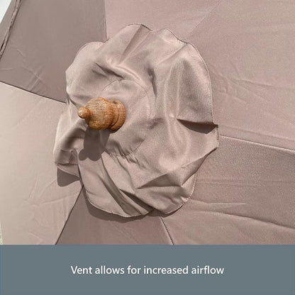 FORMOSA 9ft 6 Rib Market Premium Patio Umbrella Replacement Canopy - 300D UV Protective and Water Resistant Patio Canopy - Umbrella Replacement Cover (CANOPY ONLY) (Taupe Fringe)