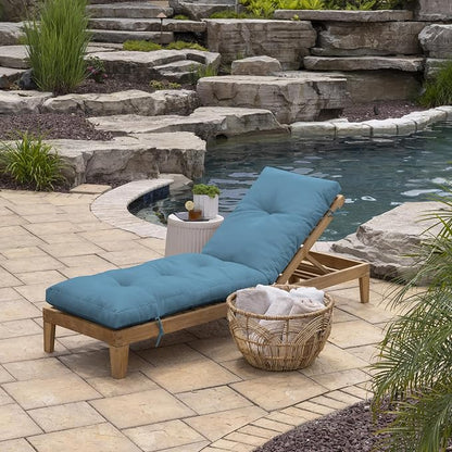 Arden Outdoor Plush Modern Tufted Chaise Cushion, 76 x 22, Rain-Proof, Fade Resistant, Tufted Cushion for Chaise Lounger French Blue Texture | Plush Comfort, Modern Tuft, Lounge Cushion, Rain-Proof, Fade Resistant, Mold and Mildew Resistant