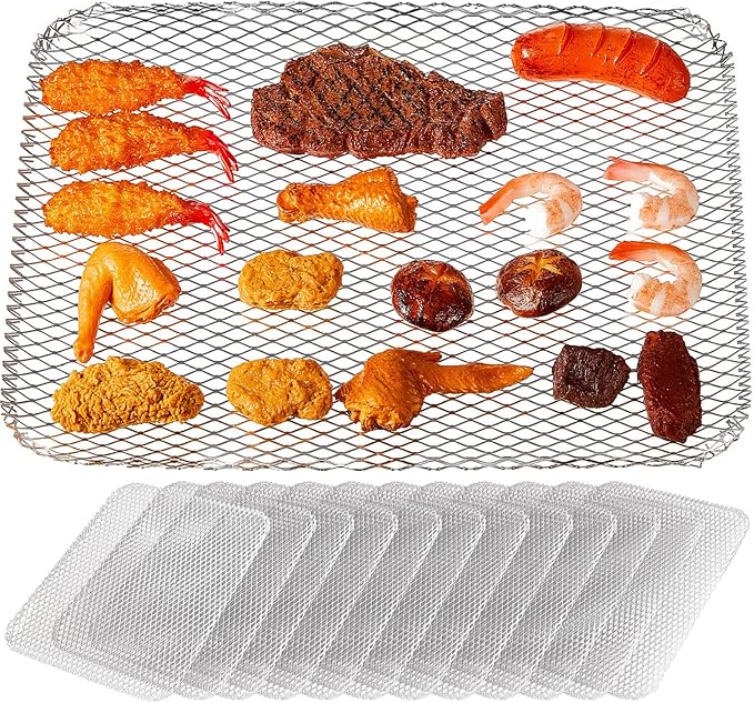 Mifoci 30 Pcs Disposable Grill Topper 12x16 Inch Non Stick Aluminum Grill Grates Liners Mesh Mat Disposable Sheets Pans for Outdoor Liners Cooking Grid Grates Pad for BBQ Camping Picnics Meat