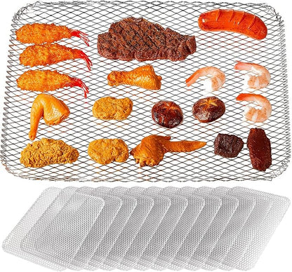 Mifoci 12 Pcs Disposable Grill Topper 12x16 Inch Non Stick Aluminum Grill Grates Liners Mesh Mat Disposable Sheets Pans for Outdoor Liners Cooking Grid Grates Pad for BBQ Camping Picnics Meat