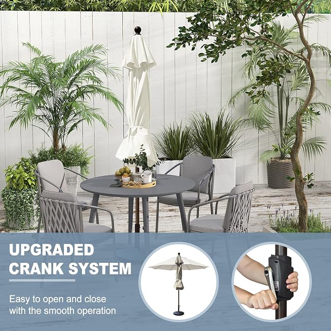 EliteShade USA 10-Year-Non-Fading 10Ft Market Patio Umbrella, UPF 50+ UV Protection Performance Sun Umbrella, Heavy Duty Commercial Grade Outdoor Table Umbrella with Crank, Windproof Vented Top for Garden, Pool, Deck and Outdoor Playsets, No Tilt, White