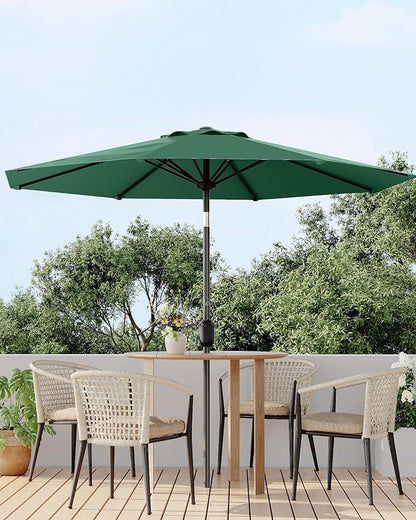 GarveeLife 10 ft Outdoor Patio Umbrella,Table Market Umbrella with Push Button Tilt and Crank, 8 Sturdy Ribs UV Protection Waterproof for Garden, Deck, Backyard, Pool (Dark Green)