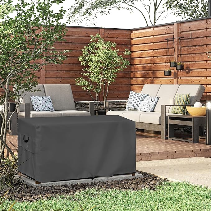 ULTCOVER Patio Deck Box Storage Bench Cover - Waterproof Outdoor Rectangular Fire Pit Table Covers 64 x 30 inch, Black