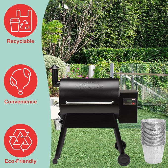 30 Packs BAC407 Grease Bucket Liner for Traeger Pro 575/870 Grill Tray liner, Traeger Ironwood 650/885 Bucket Liner Accessories,Traeger Drip Tray liner 20, 22, 34 Series Pellet Grill,4.9" x 4"