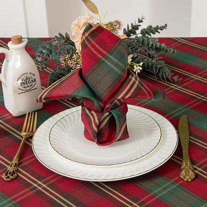 Rectangle Plaid Waterproof Tablecloth for Christmas, W20 x L20 | Checkered Style Table Cloth Holiday Family Gathering Rectangle Table Cover - Spillproof - Ideal for Indoor & Outdoor Use