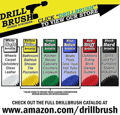 White Soft Interior Car Detailing Drill Brush Set - Nylon Auto Scrubber | Soft Bristle Power Scrubber Attachments for Cleaning Car, Truck, Upholstery, Carpet, Leather, Seats, Wheels, Rims & Trim