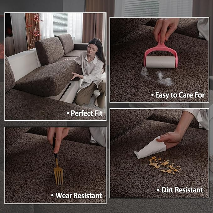 OHSIO Couch Cushion Covers for Sectional Sofa, Stretch Soft Sofa Slipcovers Washable Wear-Resistant Universal Furniture Protector for Living Room(1 Piece Back Couch Cover, Brown)