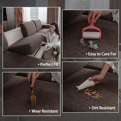 OHSIO Couch Cushion Covers for Sectional Sofa, Stretch Soft Sofa Slipcovers Washable Wear-Resistant Universal Furniture Protector for Living Room(1 Piece Back Couch Cover, Brown)