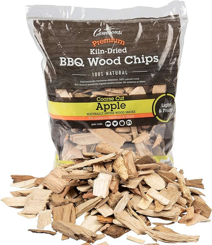 Camerons All Natural Apple Wood Chips for Smoker - 260 Cu. In. Bag, Approx 2 Pounds- Kiln Dried Coarse Cut BBQ Grill Wood Chips for Smoking Meats - Barbecue Smoker Accessories - Grilling Gifts for Men