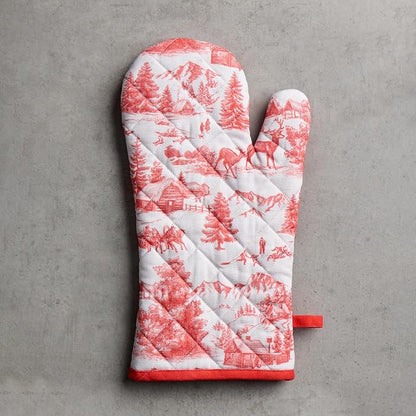 Maison d'Hermine Oven Gloves 100% Cotton Oven Mitt (7" x 13", Pack of 1) | With Loop Heat Resistant BBQ Cooking Gloves Baking Kitchen Handling Hot Pans Thanksgiving Christmas - Winter Jouy