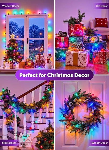 Vintage C9 Christmas Lights Outdoor, 100Ft 100 LED Multicolor String Lights | Waterproof Connectable Christmas Tree Lights for House, Roofline, Indoor Outside, Garden Patio Backyard Decor, Green Wire