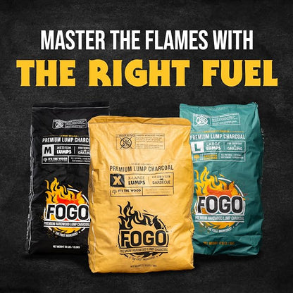 FOGO Coco Briquets All-Natural Charcoal Made from Coconut Shells, Long-Lasting Clean Burning BBQ Fuel for Grilling and Smoking, 15 lb Bag