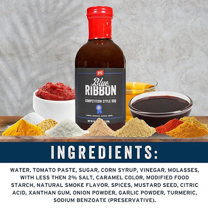 PS Seasoning Blue Ribbon Competition Style BBQ Sauce - All-Purpose Sauce for Grilling, Glazing, Marinating, Basting, Dipping - Great for Spare Ribs, Burnt Ends, BBQ Chicken, Beans, and more