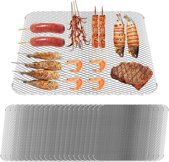 Grill Toppers Set of 10,16x12 Inch Disposable Grill Topper,Non-Stick Aluminum Mats for Outdoor Grills, Easy to Clean