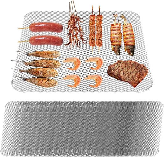 Grill Topper Set of 20,16x12 Disposable Grill Topper,Non-Stick Aluminum Grilling Mats for Outdoor, Easy to Clean Disposable Liners for Outdoor Smoker