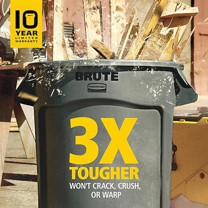 Rubbermaid Commercial Products BRUTE Heavy-Duty Round Trash/Garbage Can with Venting Channels, 10-Gallon, Blue, Waste Container for Landscapers/Construction/Restaurants/Offices/Driveway, Pack of 1