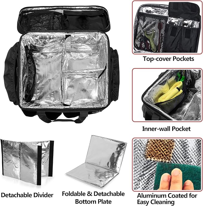 HODRANT Large Grill Caddy with Lid, BBQ and Picnic Bag Organizer with Paper Towel Holder, Tailgating Accessories Basket for Barbecue Utensil & Camping Gear Must Haves, Black, Bag Only