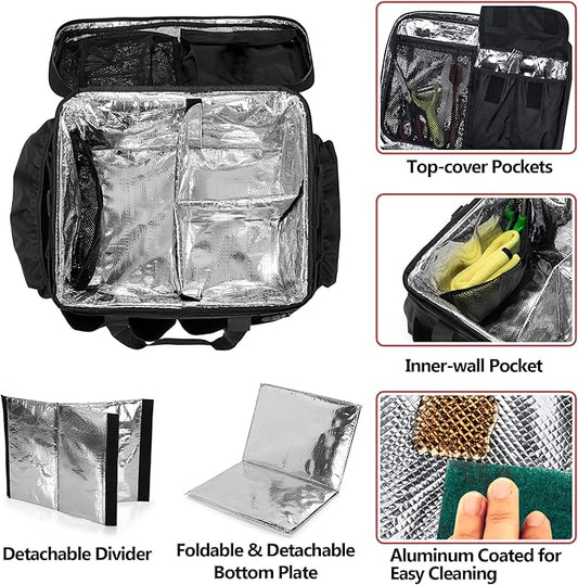 HODRANT Large Grill Caddy with Lid, BBQ and Picnic Bag Organizer with Paper Towel Holder, Tailgating Accessories Basket for Barbecue Utensil & Camping Gear Must Haves, Black, Bag Only