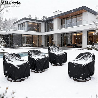 ANartcle Swivel Patio Chair Cover 4 Pack,600D Waterproof Heavy Duty Outdoor Chair Cover(35 W x 37 D x 36 H inches),Patio Furniture Covers,Outdoor Furniture Covers Waterproof,Black