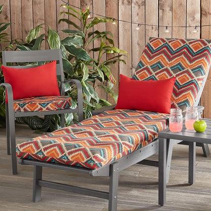 Greendale Home Fashions Outdoor 18-inch Round Reversible Seat Cushion, 2-Pack, Aztec 2 Count